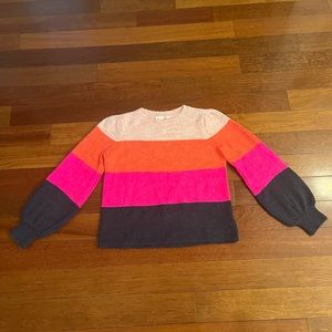 FALL SALE! Darling Gap Kids Color Blocked Balloon Sleeve Sweater. Size: L.